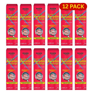 Novex Keratin Recharge Leave In Conditioner (12 Pack), Reconstructive Keratin, Frizz Control and Damage Repair, 2.8 Oz